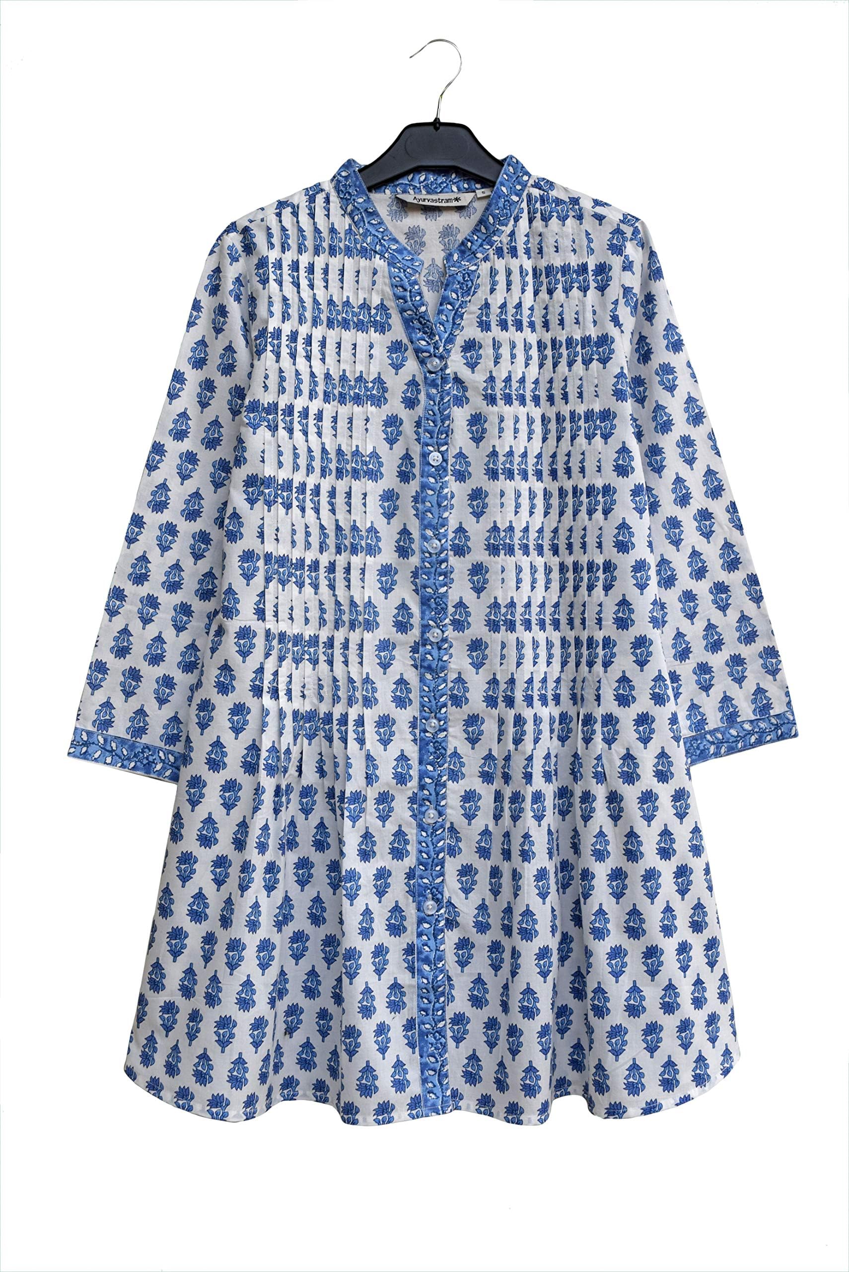 AyurvastramAV Hand Block Printed V Neck Tunic