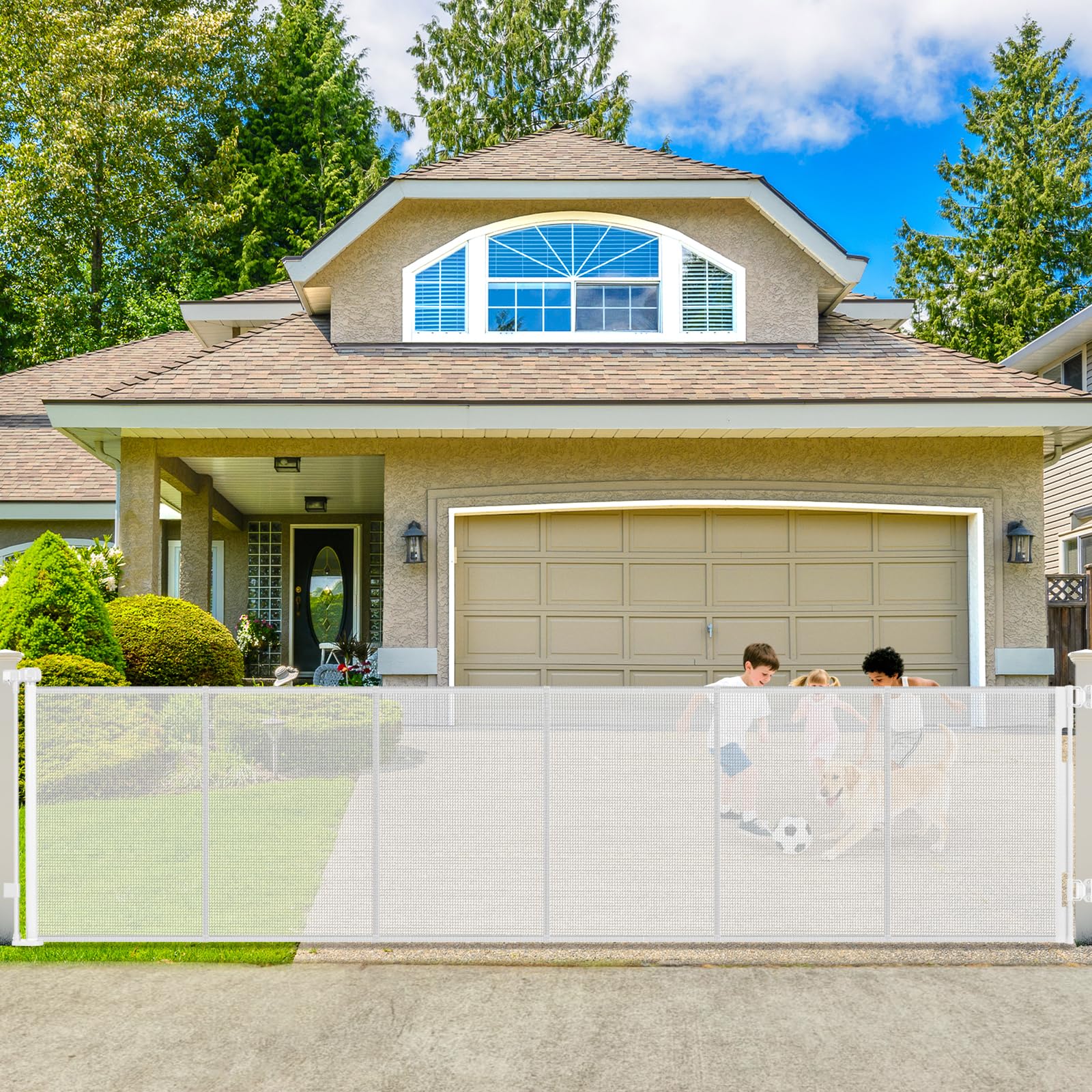 Photo 1 of 250" Extra Wide Retractable Dog Gate, Reinforced 20ft Retractable Baby Gates Extra Wide Dog Gate, 48" Extra Tall Baby Gate Retractable Outdoor Fence, Extra Long Pet Gate Retractable Gate Indoor, White