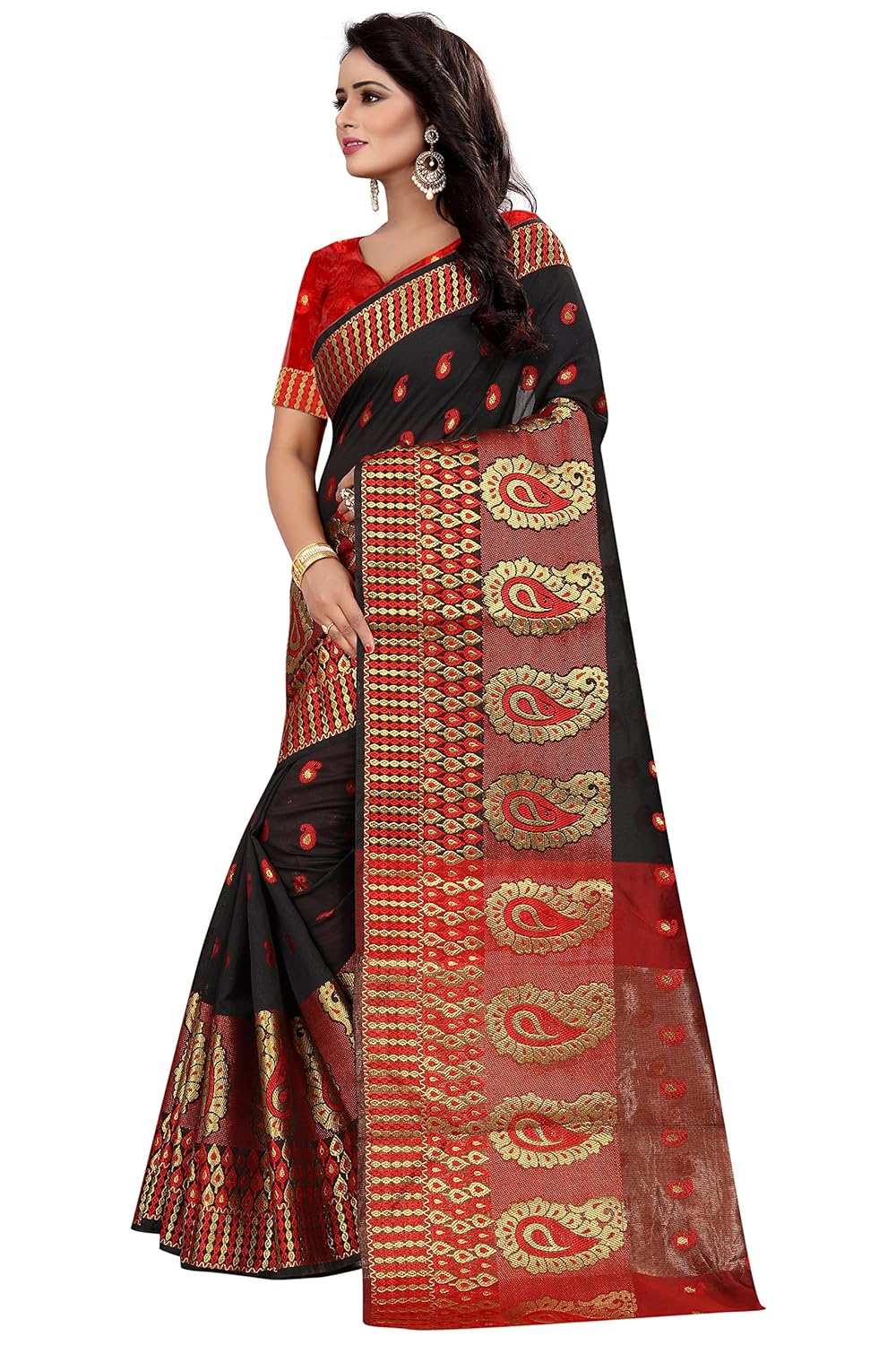 jashvi creation women's cotton saree with blouse piece