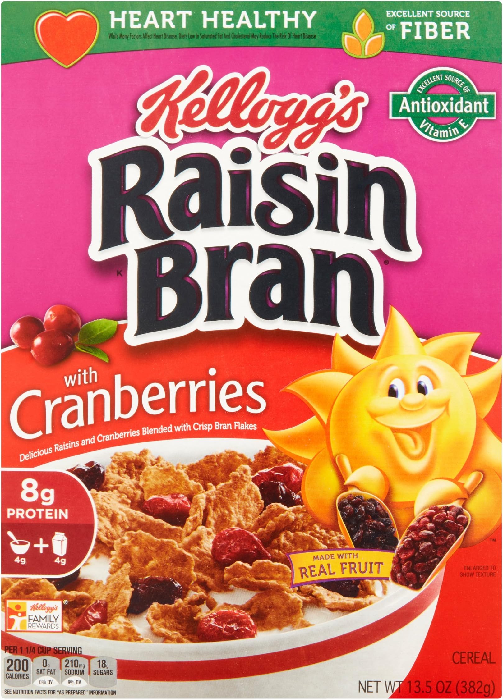 Kellogg's Raisin Bran Raisin Bran Cereal - with Cranberries - 13.5 oz (Pack of 4)