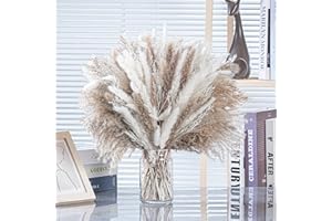 BNECNET 100Pcs Dried Pampas Grass Decor - 17” Natural Pampas Grass Bouquet Fluffy Pompas Floral Decor, Bunny Tails Dried Flower & Pampas Grass Bouquet for Wedding Decor Boho Flowers Home Party Table Decor