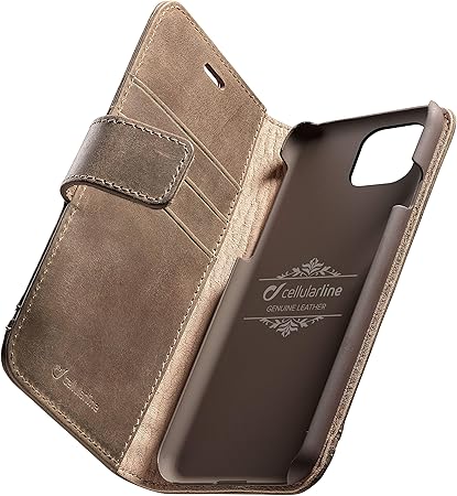 Amazon Cellularline Iphone 11 ケース 手帳型 本革 ブラウン 茶 6 1インチ マグネット ワイヤレス充電 カード収納 ビジネス Supremeciphxr2n イタリアデザインの本革ケース 家電 カメラ オンライン通販