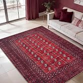 Keen Home Design Vintage Washable Area Rug, Non-Slip Low Pile, 5x7 | Machine Washable Cotton Chenille, 0.25In Low Pile, Rubber Non-Slip Back; Living Room, Bedroom, Dining Room, Office