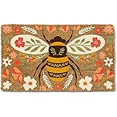 Abbott Collection Floral Bee Doormat with Non-Slip Backing - Coir Fiber/PVC, Multicolor (18x30 L)