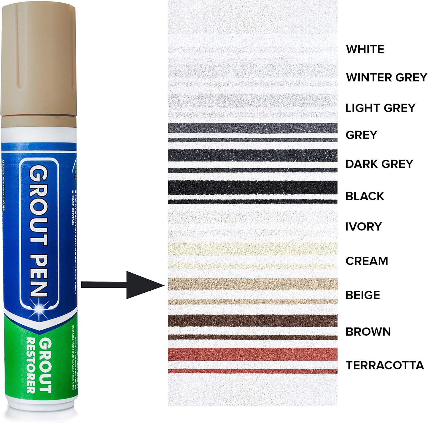 Grout Pen Beige Tile Paint Marker: Waterproof Tile Grout Colorant and Sealer Pen - Beige, Wide 15mm Tip - - 