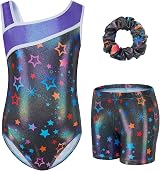 Gogokids Girls Three-Piece Gymnastics Set Leotard Shorts Hairband Sparkling