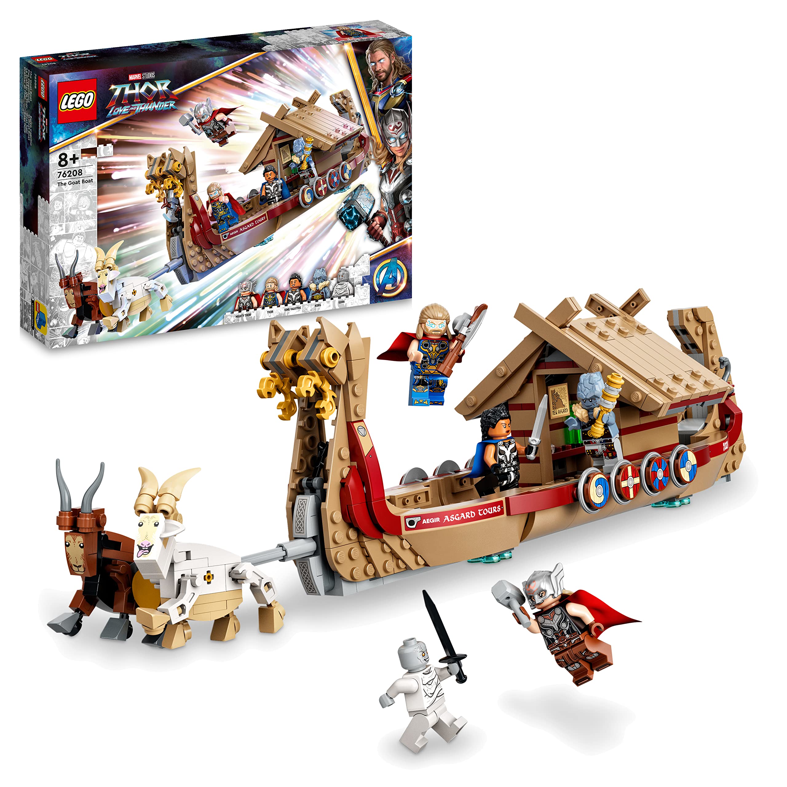 LEGO 76208 Marvel The Goat Boat Buildable Thor Set With Toy Ship, Stormbreaker And 5 Minifigures, Avengers Gifts Kids, Boys And Girls 8 Plus Year Old