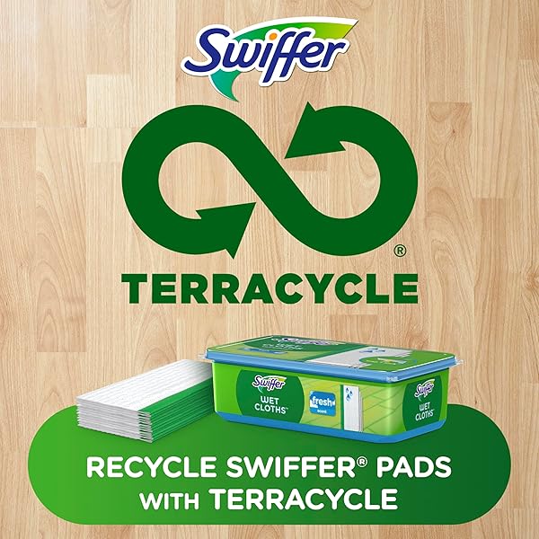 SWIFFER SWEEP + MOP, WET PADS REFILL, FLOOR CLEANER FOR DIRT, DUST, HAIR, CLEANING CLOTHS FOR MOPPING HOME, BATHROOM, KITCHEN, ALL PURPOSE MULTI-SURFACE FLOOR WIPES, FRESH, 24CT