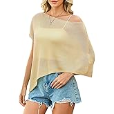 Women Knit Poncho Top Summer Shawl Lightweight Sheer Poncho Sweater Beach Cover Ups Vacation Outfits Crochet Shrug