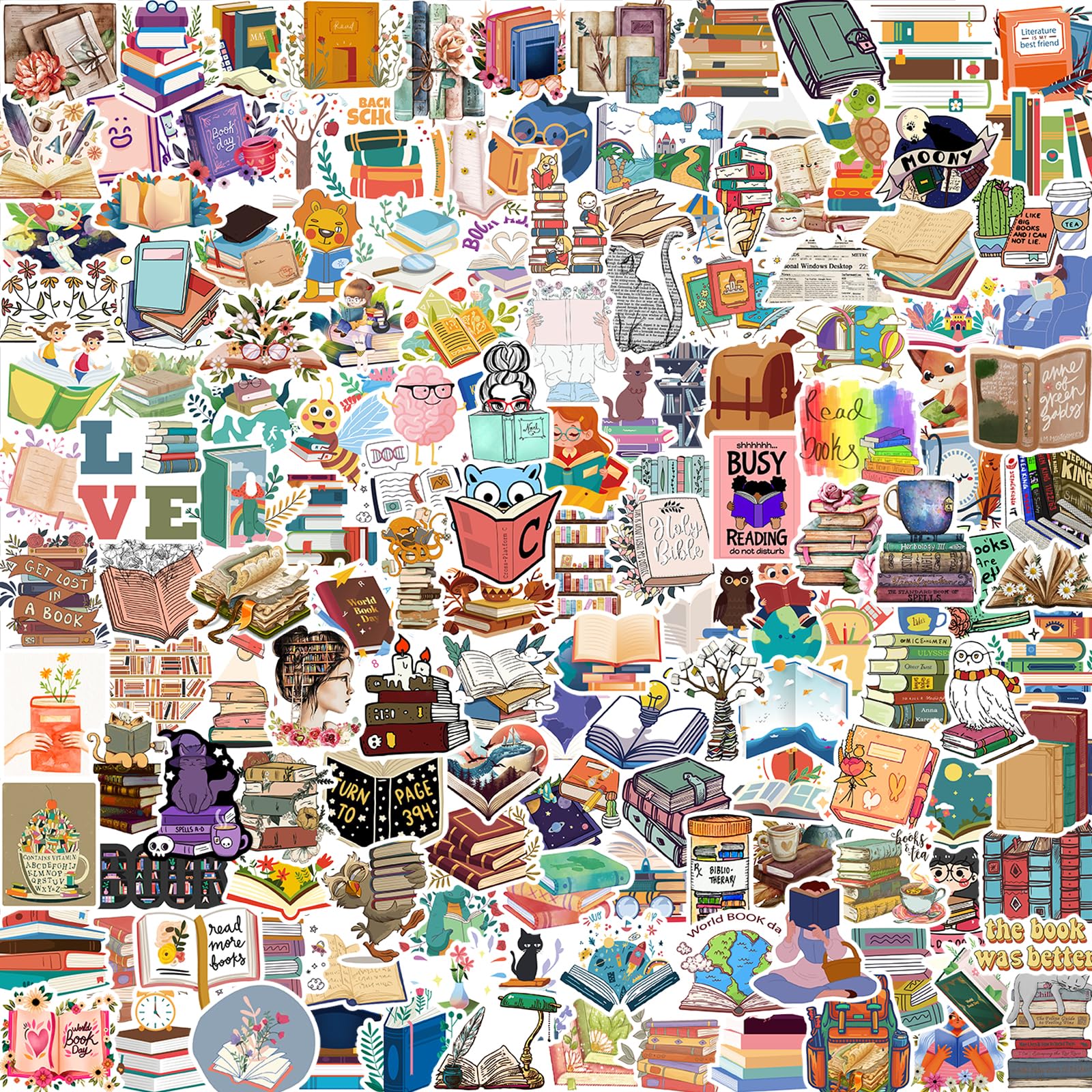 NEULEBEN Reading Stickers, 150PCS Book Motivational Quote Stickers, Inspirational Reading Lovers Cute Library Aesthetic Stickers for Water Bottles Book Laptops Scrapbook Skateboard Car Bike