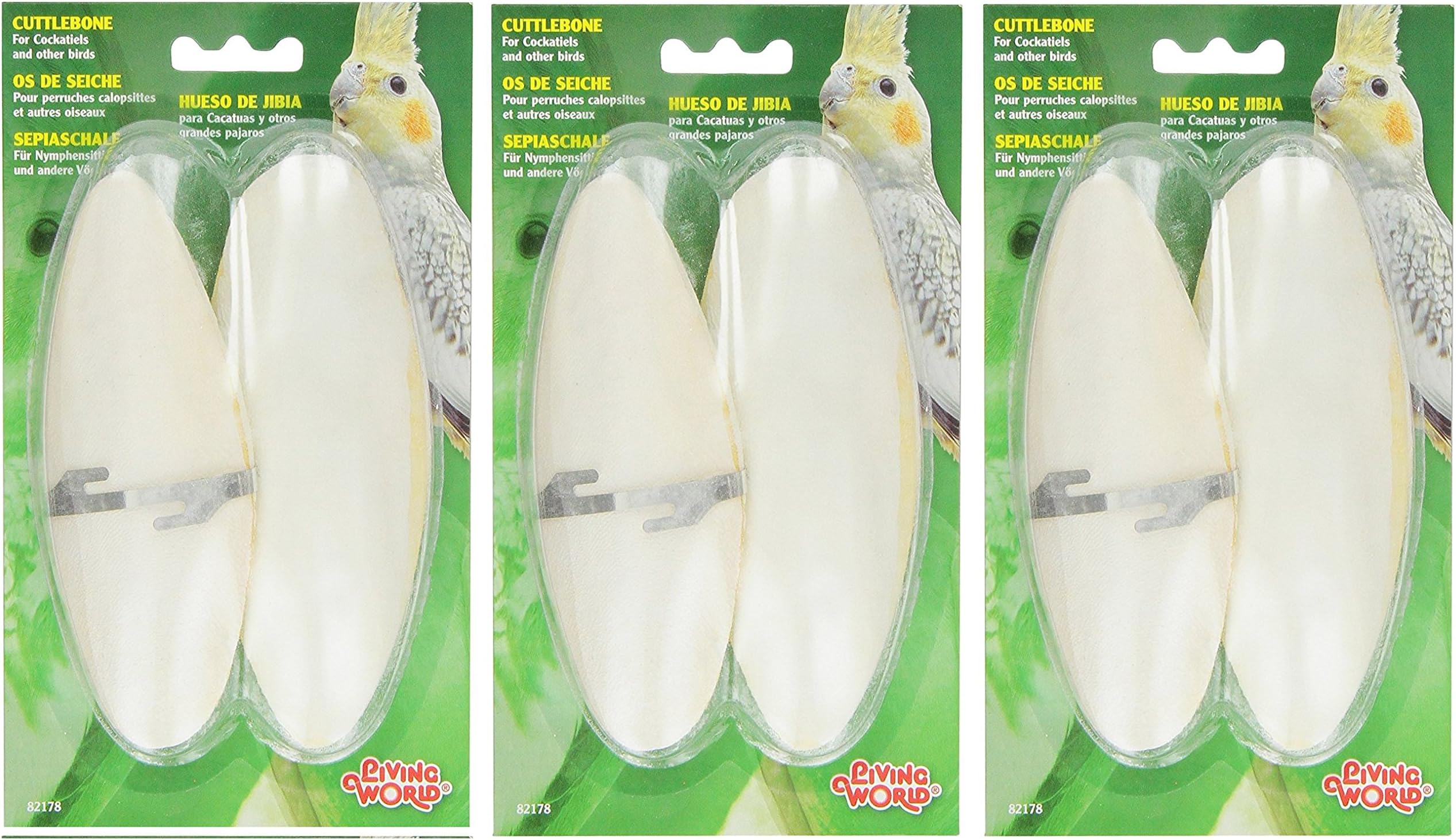 Living World Cuttlebone for Cockatiels , Size-Large (3 Packages each Containing 2 Cuttlebones / 6 Total)