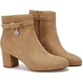 Coutgo Women's Ankle Boots Chunky Block Low Heel Vintage Tie Knot Booties Shoes with Side Zipper