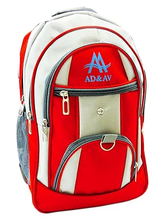 AD & AV Polyester 30 Ltr Red & Grey School Bag