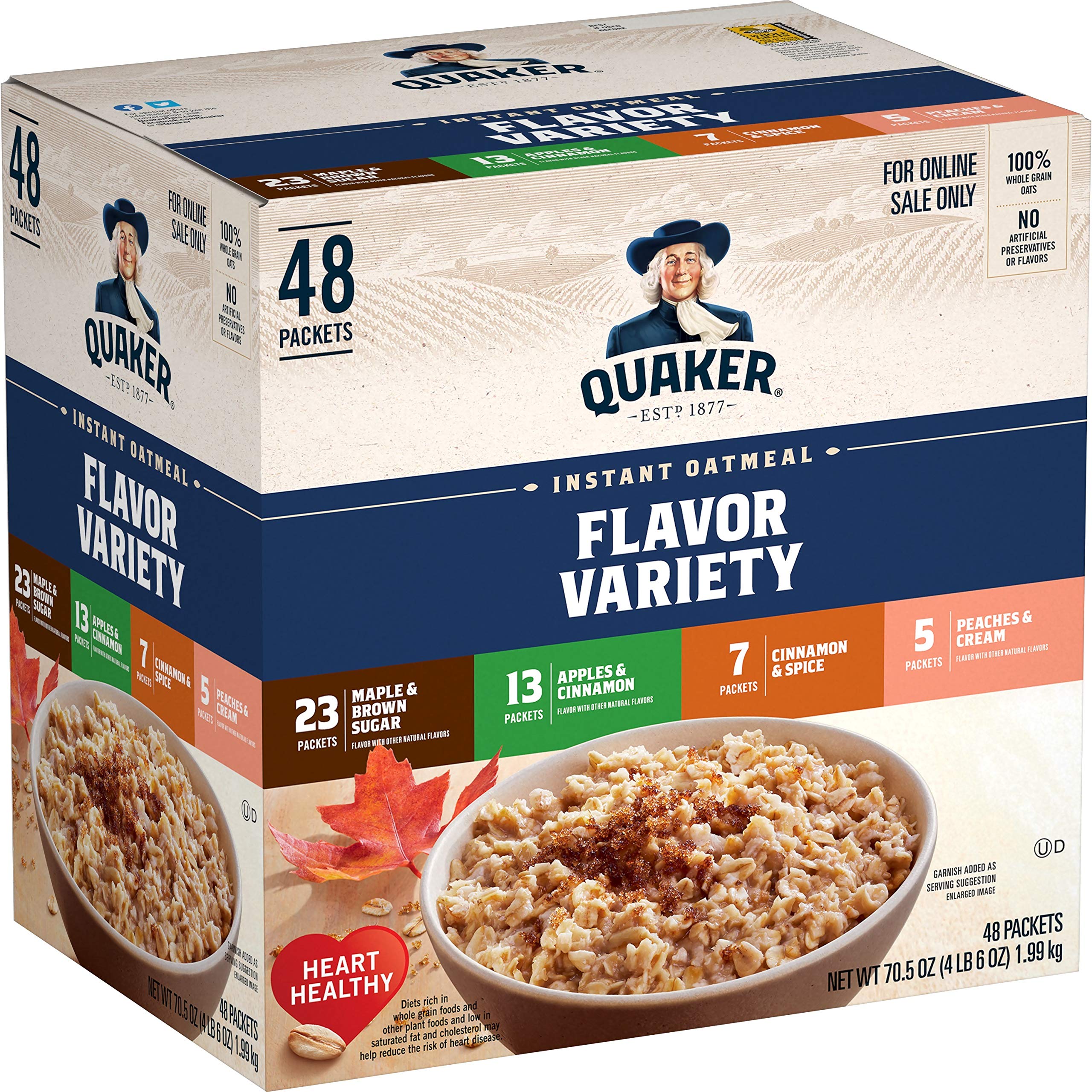 Quaker Instant Oatmeal 4 Flavor Variety Pack Individual Packets 48  | amzdealz