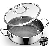 Inqibee 5 QT Hybrid Nonstick Saute Pan with Lid, Tri-Ply Stainless Steel 12 Inch Deep Frying Pan Cookware, PFOA & PFOS Free, Induction Compatible, All Cooktops, Oven & Dishwasher Safe
