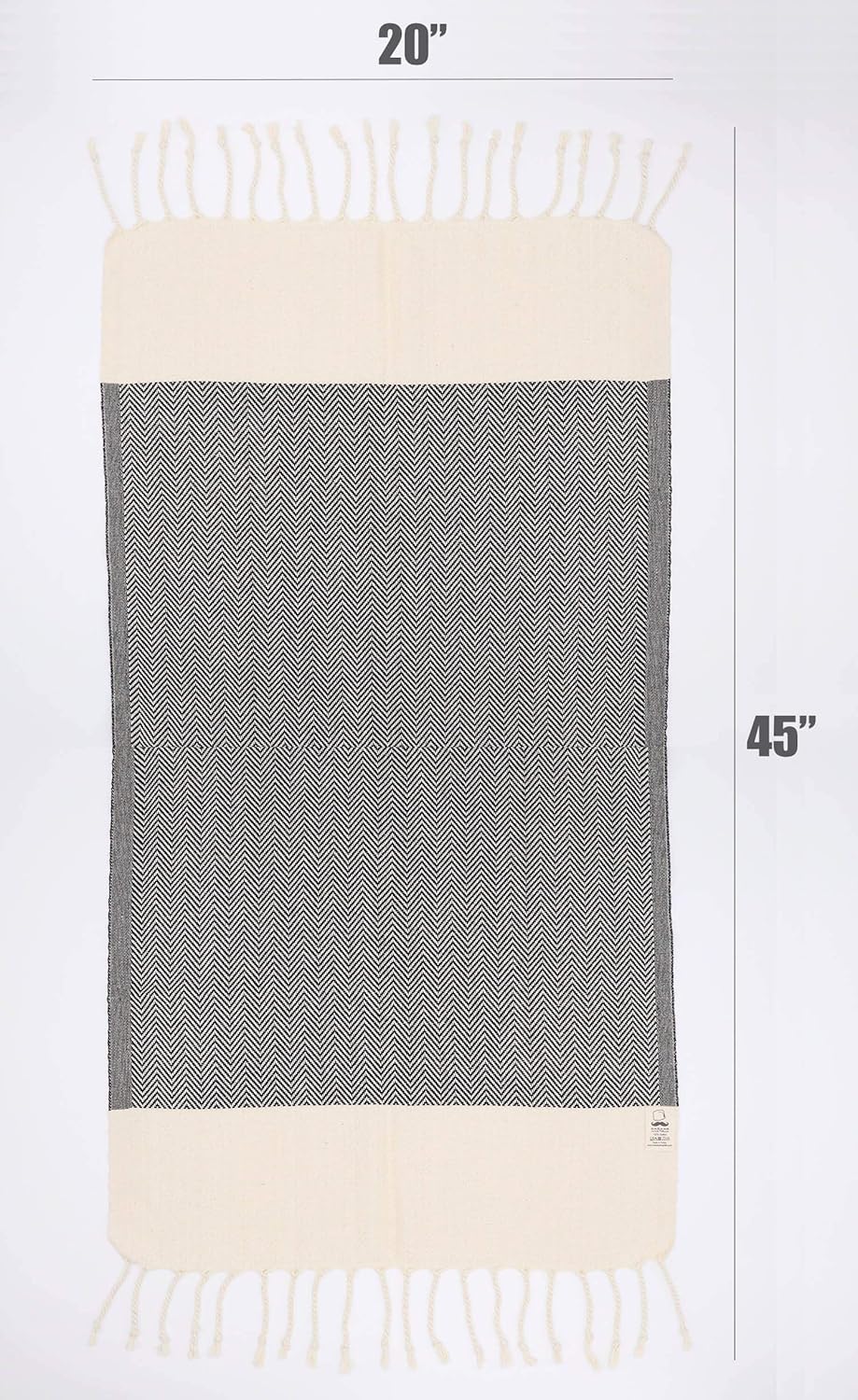 Turkish Hand Towel Set of 4 Herringbone Peshtemal Towel 100% Cotton 45x20" Light Weight Thin Quick Dry Hand Bath Hair Gym Face Tea Kitchen Dishcloth Set Decorative Bathroom Towel (Black): Home & Kitchen