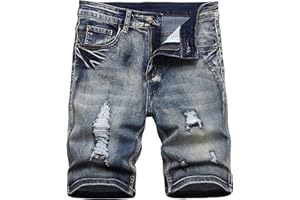 JUNBAOSS Men's Slim Fit Stretch Denim Shorts Ripped Skinny Jean Shorts for Men,Fashion Straight Comfort Flex Waist Short