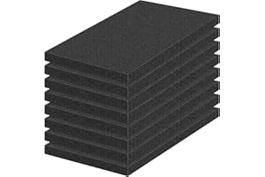 MYFAMIREA 8 PCS Polyurethane Foam Sheets 16" L x 12" W x 1" T Packing Foam Inserts Cuttable Craft Foams Cushion Foams High Density Foam Pads for Case, Tool Box, Game Box, Camera, Jewelry, DIY Craft, Black