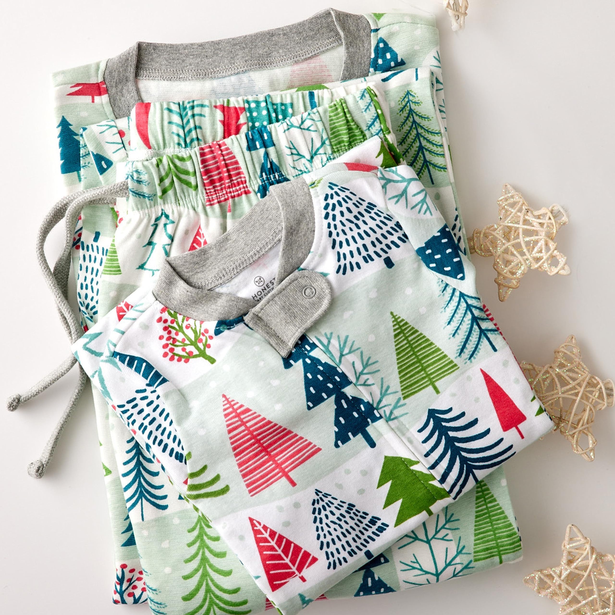 HonestBaby Family Matching Holiday Pajamas 100% Organic Cotton for Men, Women, Kids, Toddlers, Baby Boys, Girls, Unisex, Pets