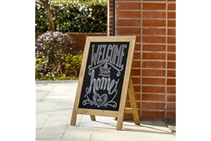 EUTY Chalkboard Sign Large Chalkboard Easel Farmhouse 20” x 30” Wooden A-Frame Chalkboard Display Standing & Hanging Handcrafted Easel Countertop Memo Decor Board