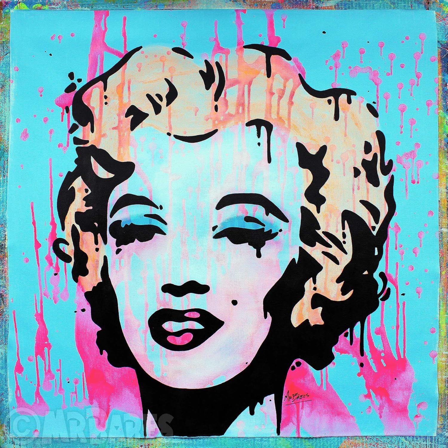 Amazon Com Mr Babes Marilyn Monroe Andy Warhol Homage Original Pop Art Painting Celebrity Portrait Handmade