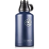64 oz Insulated Water Bottle and Growler, Vacuum Insulated Stainless Steel, BPA Free, Double Walled Half Gallon Sports Water Jug, Wide Mouth and Leak Proof Cap for Beer, Keeps Drinks HOT and Cold