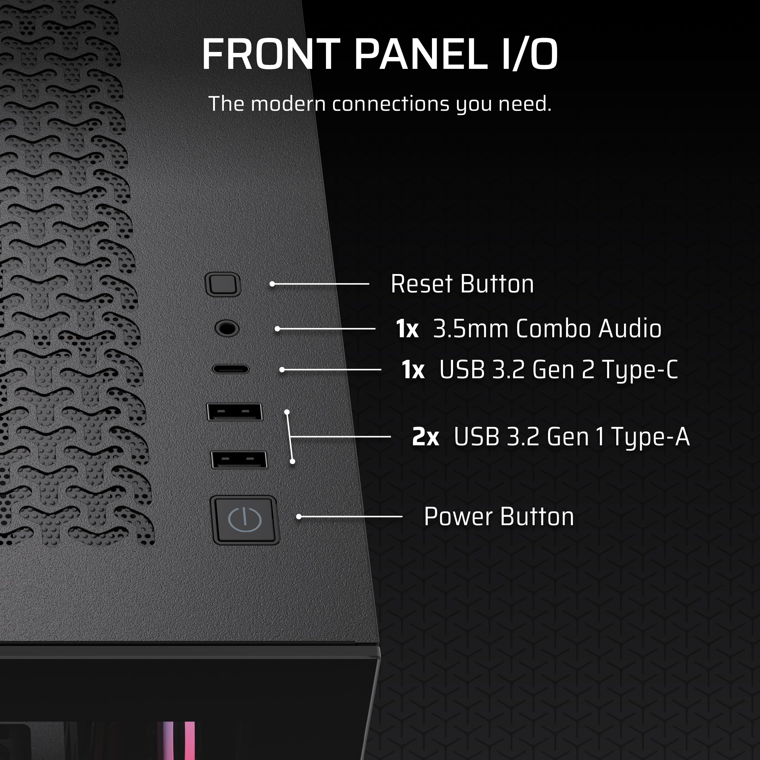 CORSAIR 3500X RS-R ARGB Panoramaglas Mid-Tower-PC-Gehäuse – 3 x RS120-R ARGB-Lüfter Inklusive, Platz für bis zu 10 x 120-mm-Lüfter, Kompatibel mit Motherboards mit Rückseitigem Anschluss – Schwarz 6