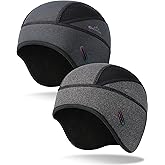 GXCROR Winter Helmet Liner Skull Cap, Fleece Lined Warm Cycling Cap with Glasses Holes, Thermal Hat Beanie for Men Women