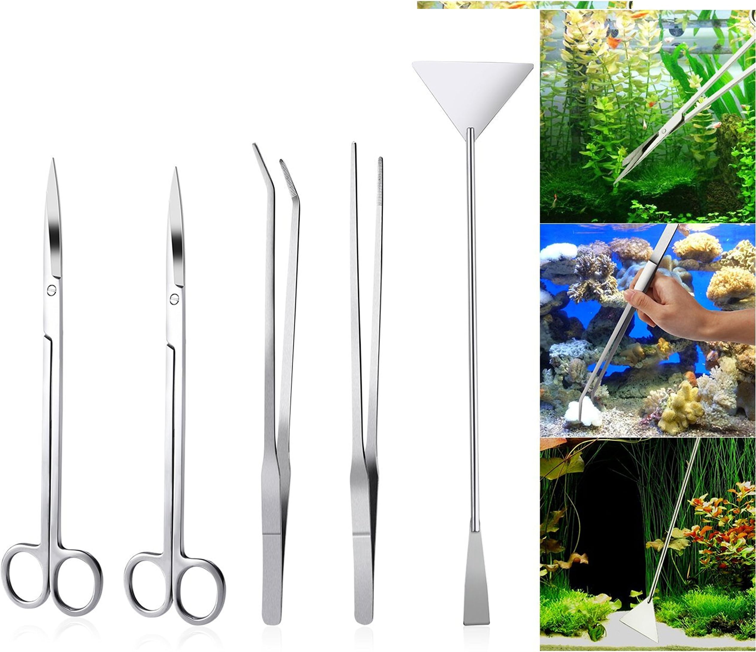 SPARIK ENJOY Aquatic Plant Tweezers Scissor Spatula - 5 in 1 Stainless Steel Aquarium Tank Aquascaping Tools Set for Fish Starter Kits & Aquariums Tank Plants Kit Toolin Pouch Packing