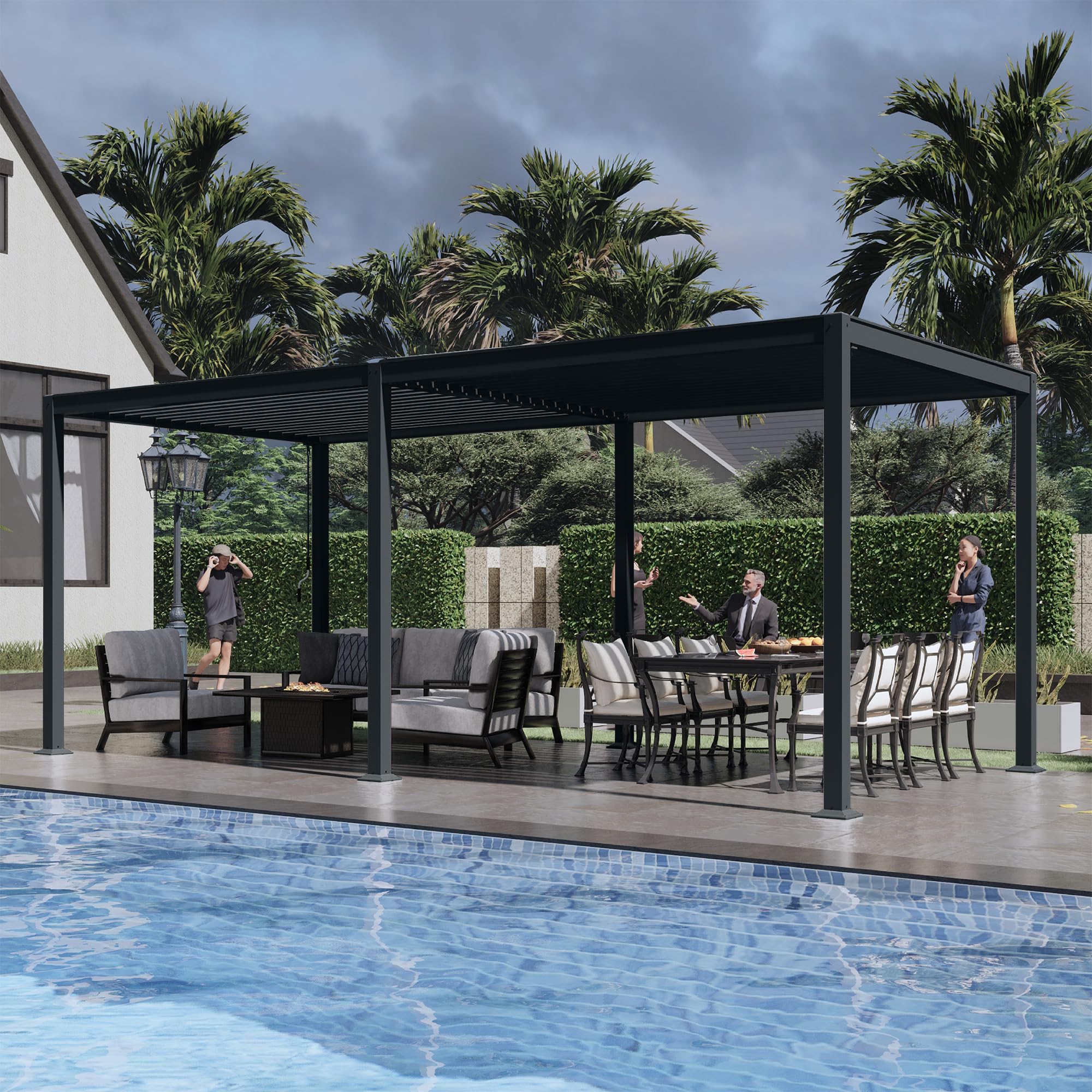 Photo 1 of 10x10/10x13 Louvered Pergola Outdoor Aluminum Patio Pergola with Adjustable Roof