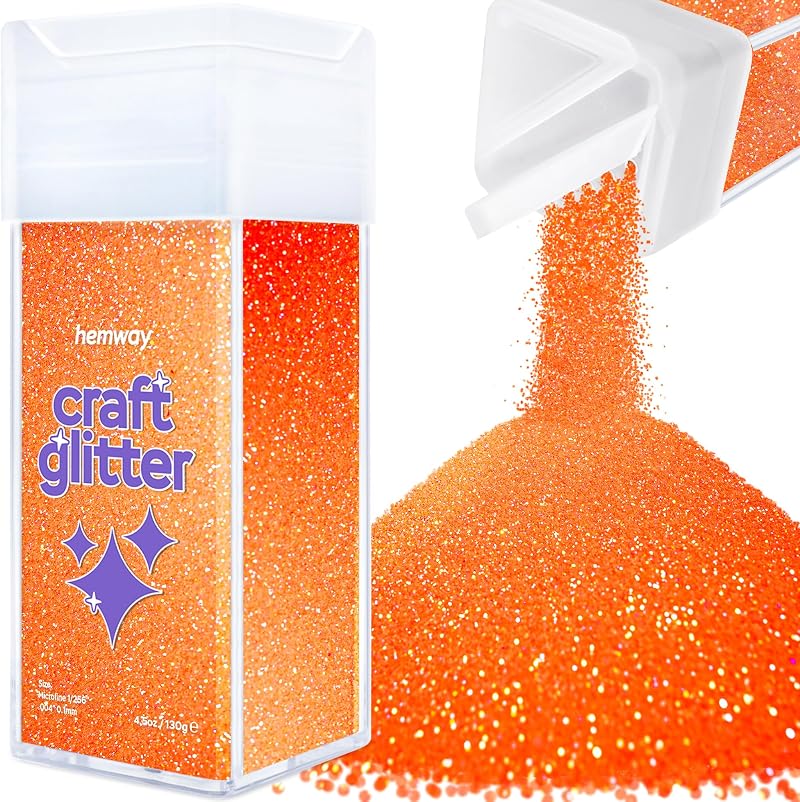 Hemway Glitter Shaker Fluorescent Peach Orange 130g Microfine Glitter
