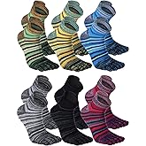 Fourluoo 3/6 Pairs Women Toe Socks Cotton Breathable Ankle Five Toe Socks for Men Women Athletic Running
