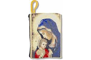 Good Shepherd Creations Large Tapestry Rosary Pouch with Traditional Catholic Art (Madonna and Child 1)