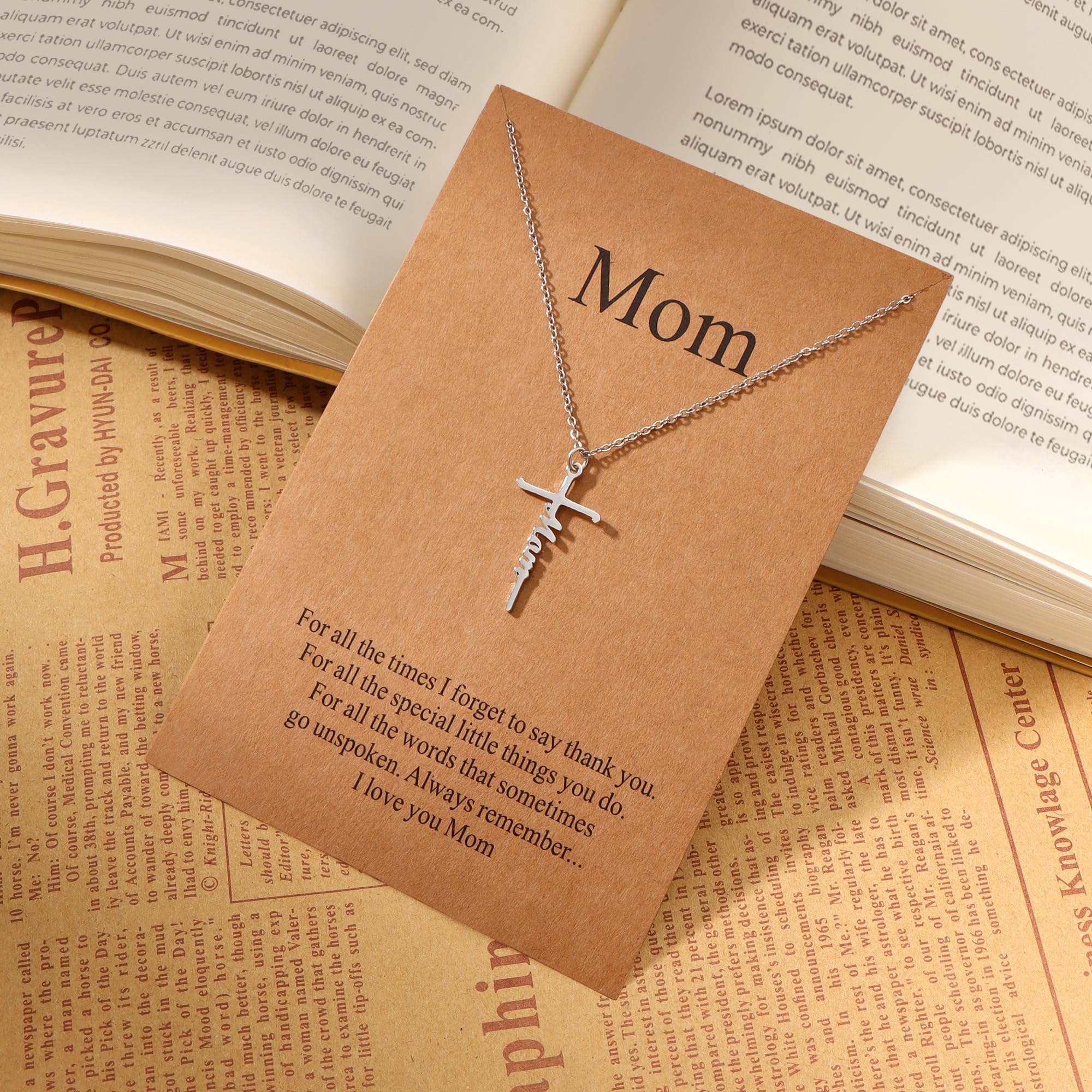 Lcherry Faith Cross Pendant Necklace for Women Religious Christian Jewelry Mother's Day Gifts for Women