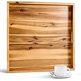 TIDITA 20 x 20 inch Square Wooden Ottoman Tray – Large Wooden Tray for Ottoman, Extra Large Ottoman Tray for Living Room, Coffee Table & Decorative Use (Acacia Color)