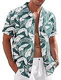 COOFANDY Mens Linen Shirts Short Sleeve Hawaiian