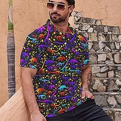Xdceu Men's Dinosaur Golf Polo Shirt Dinosaur Golf
