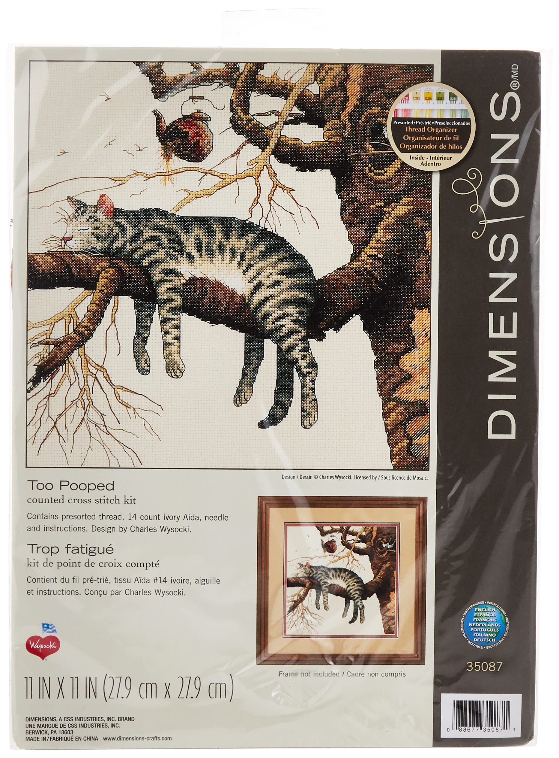 Dimensions - Counted Cross Stitch Kit - Too Pooped - 35087 - Arts and Crafts for Adults - 14 Count Aida - 11 x 11 inch