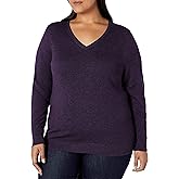 Amazon Essentials Women's Regular-Fit Lightweight Long-Sleeve V-Neck Sweater (Available in Plus Size)