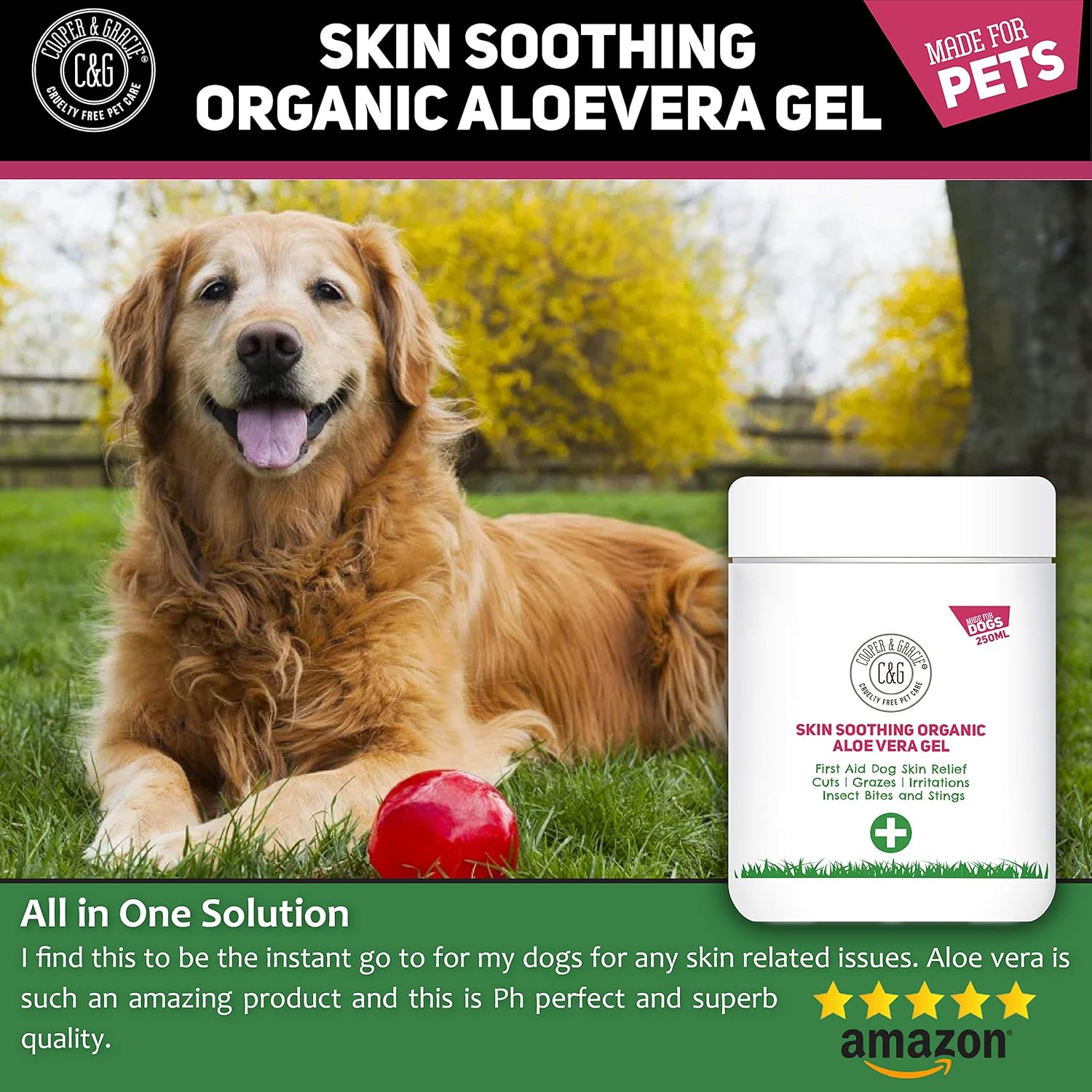 C&G Pets Skin Soothing Organic Aloe Vera Gel 250ml 100 Food Grade