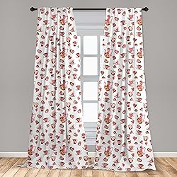 Lunarable Tea Party Curtains, Tea Cups Teapot