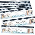 Desk Name Tags for Classroom -25 Student Name Plates for Classroom Kindergarten, Preschool, 1st, 2nd & 3rd Grade, 13x3 Teacher Nameplates for Student Desks, Boho Nametags