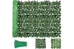 BDUSXYZ Artificial Ivy Privacy Fence Screen - 99x40in Faux Ivy Privacy Screen for Garden Outdoor (Green)