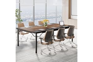 Tribesigns Conference Table, 78.7" W x 39.4" D Meeting Seminar Table, Large Rectangle Computer Desk, Boardroom Desk for Office Meeting Conference Room, Rustic Brown/Black