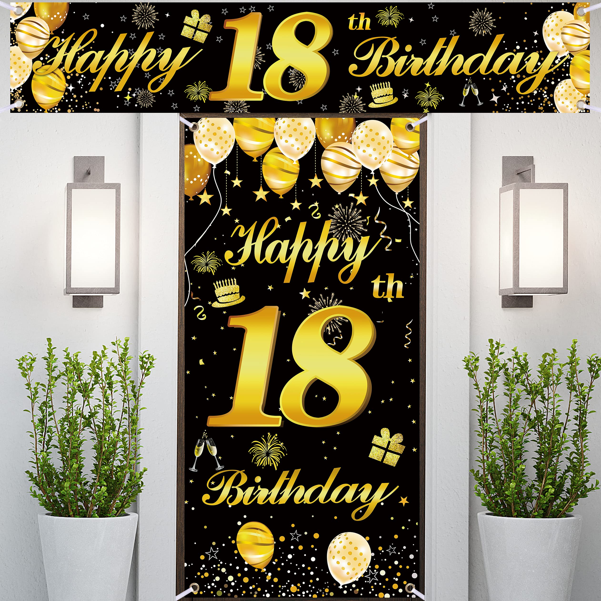 18th Happy Birthday Door Banner IMISI Birthday Decorations Birthday Backdrop Decorations for a Party