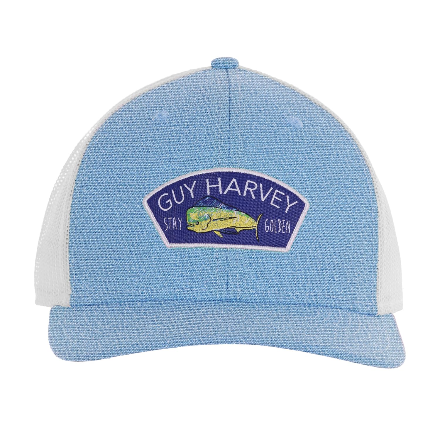 Buy Guy Harvey Men's Stay Golden Mesh Back Trucker Hat, Coastal Blue
