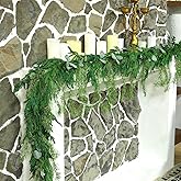 Cindeer Christmas Norfolk Pine Garland Realistic Artificial Faux Greenery Cedar Garland for Mantle Holiday Indoor Outdoor Fireplace Winter Decorations(1 Pcs,9 Feet)