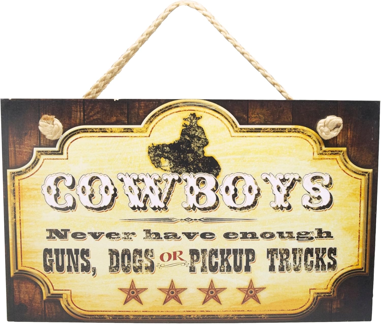 Amazon Com Highland Graphics New Funny Cowboy Sign Dogs Pickup Trucks Guns Western Plaque Decor Accent Art Home Kitchen
