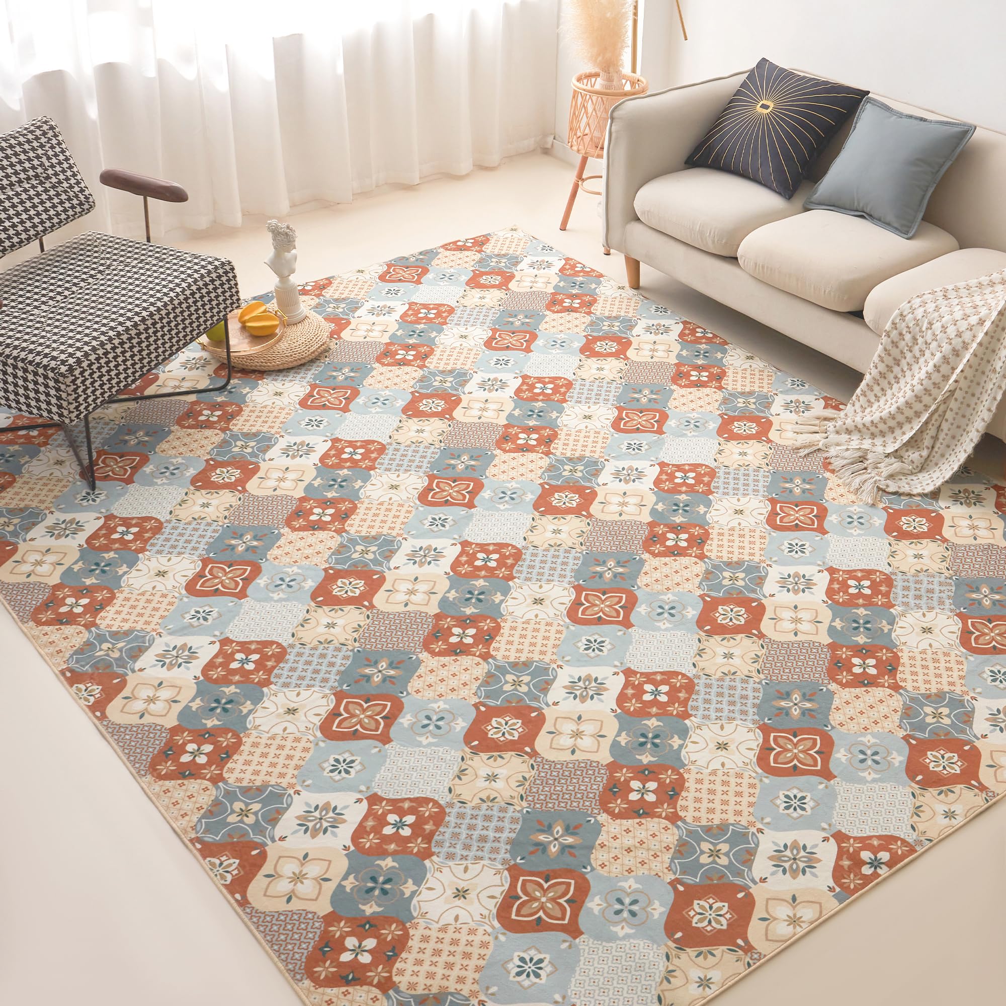 COOVA Boho Living Room Area Rug ??? Kid and Pet Friendly 5x7ft Area Rug ...