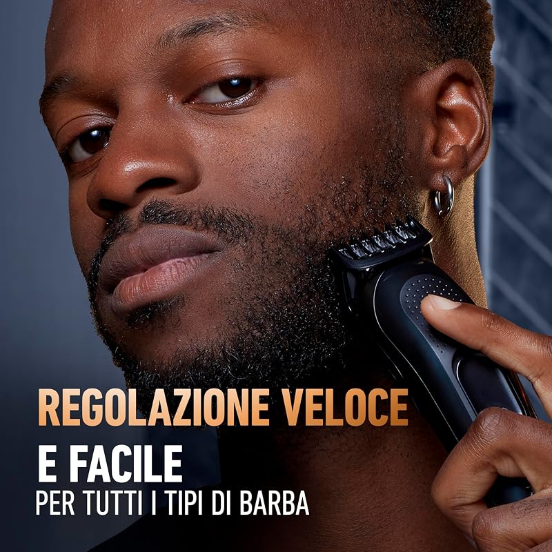 King C. Gillette Rasoio Elettrico Barba, Regolabarba Uomo Senza Fili con 5 Pettini Intercambiabili, 1 Spazzolina di Pulizia, 1 Caricatore e 1 Custodia con Zip
